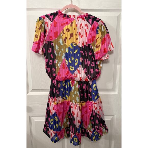 J Lee Chic Rose Leopard Print Multicolor Short Sleeve Dress, M - Picture 5 of 6